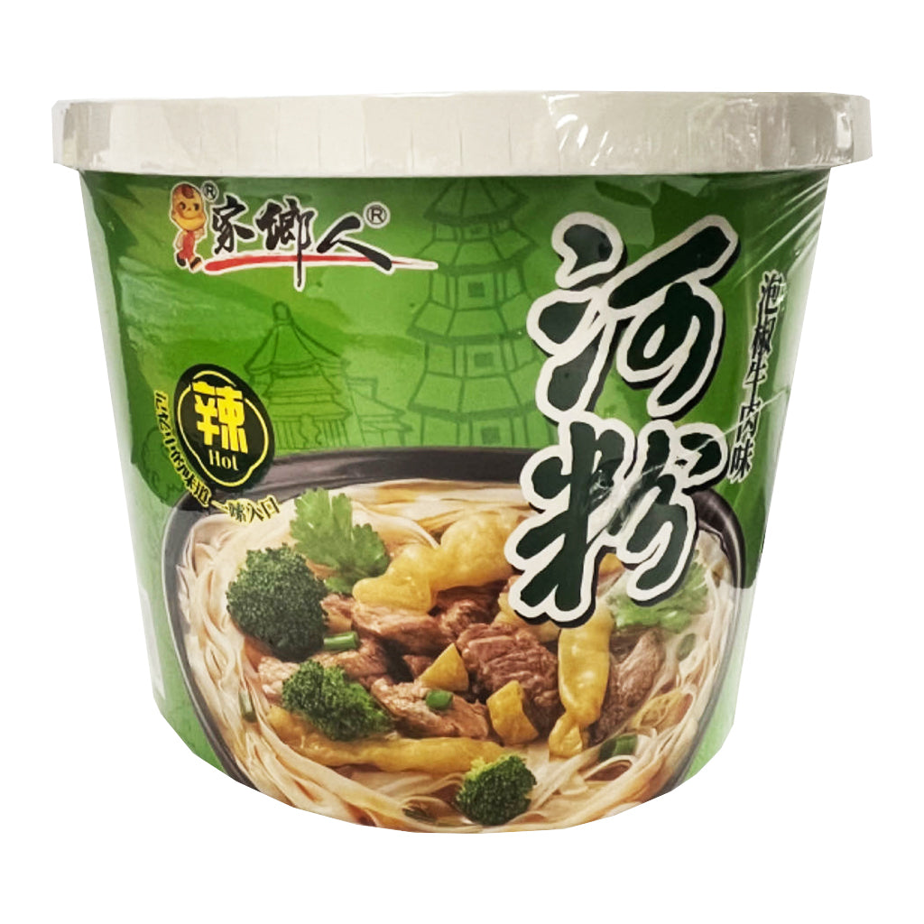 Jia Xiang Ren Chilli Beef Wide Noodles 115g ~ 家乡人泡椒牛肉味河粉 115g