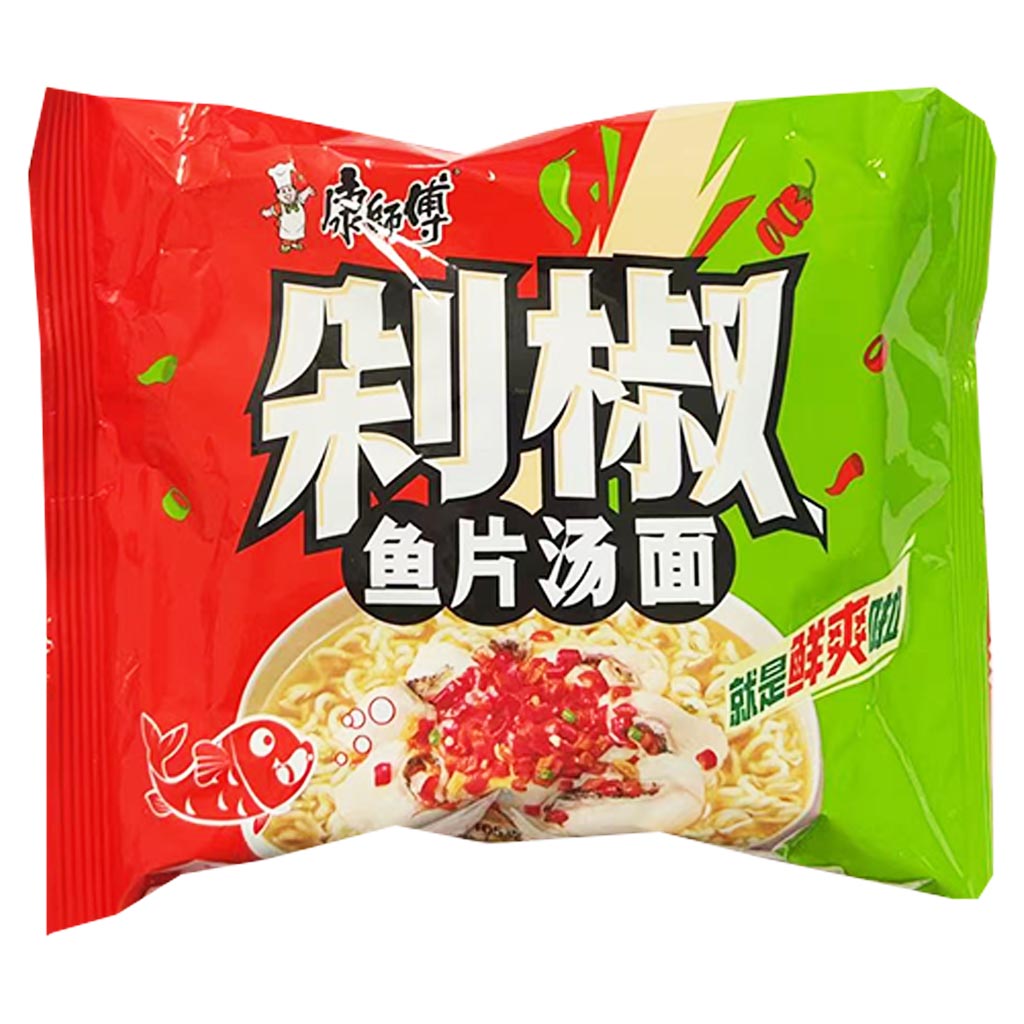 Master Kong Noodle Chilli Fish Fillets 105g ~ 康师傅经典单包剁椒鱼片湯麵 105g