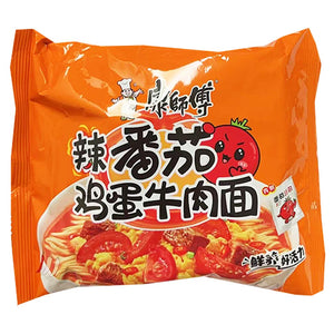 Master Kong Noodle Hot Beef Tomato Egg 110g ~ 康师傅经典单包辣番茄鸡蛋牛肉麵 110g