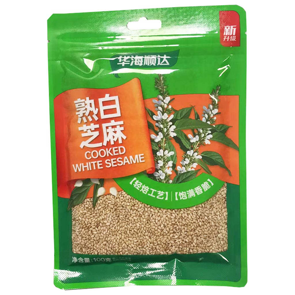 HuaSeed Cooked White Sesame 100g ~ 华海顺达熟白芝麻 100g