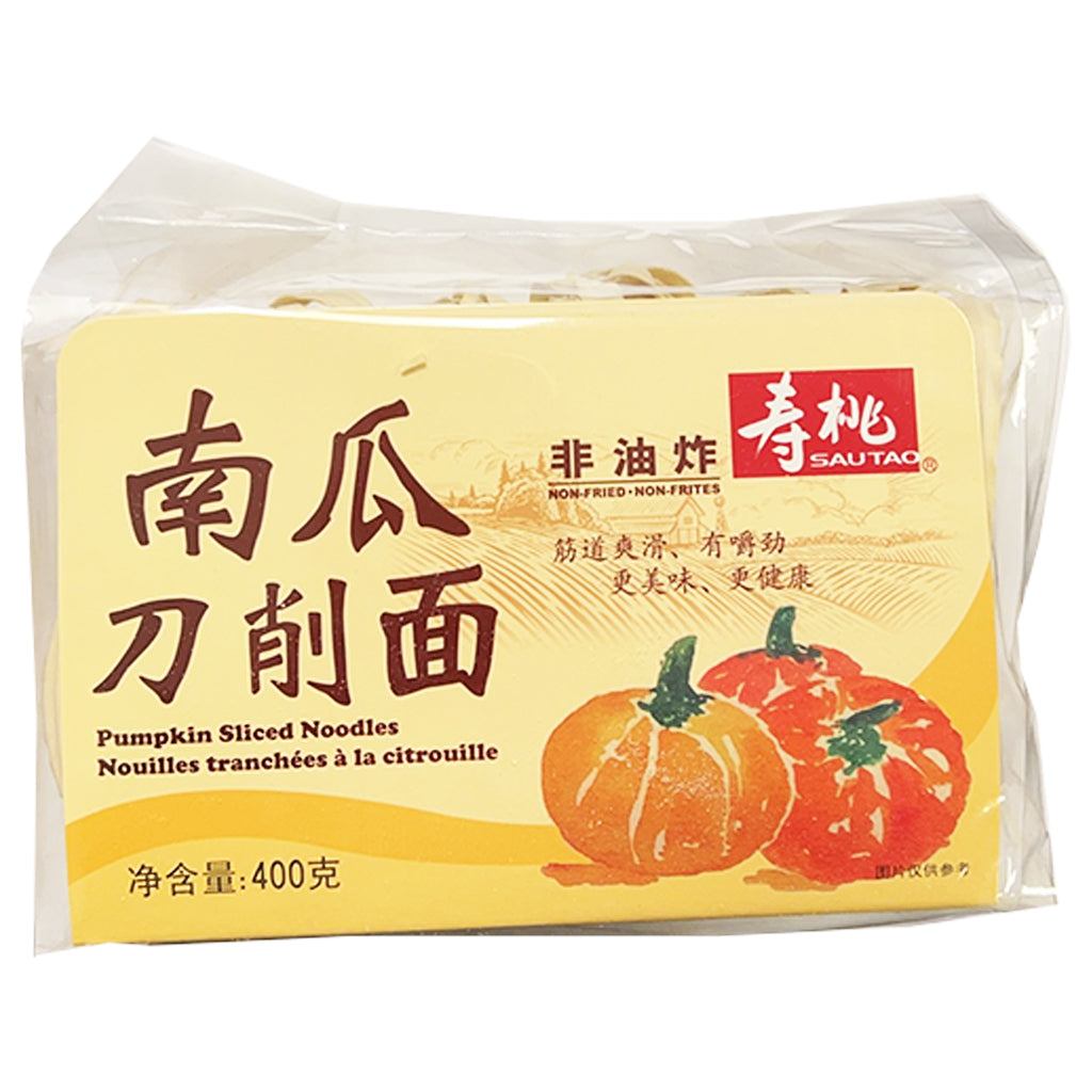 Sau Tao Pumpkin Sliced Noodle 400g ~ 寿桃 南瓜刀削面 400g