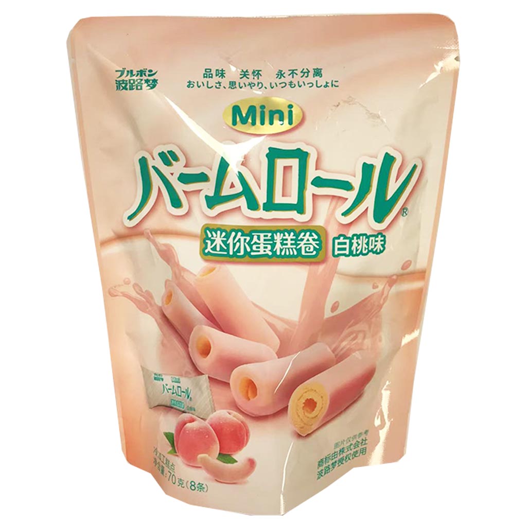 Bourbon Mini Cake Roll Peach 70g ~ 波路梦迷你蛋糕卷白桃味 70g