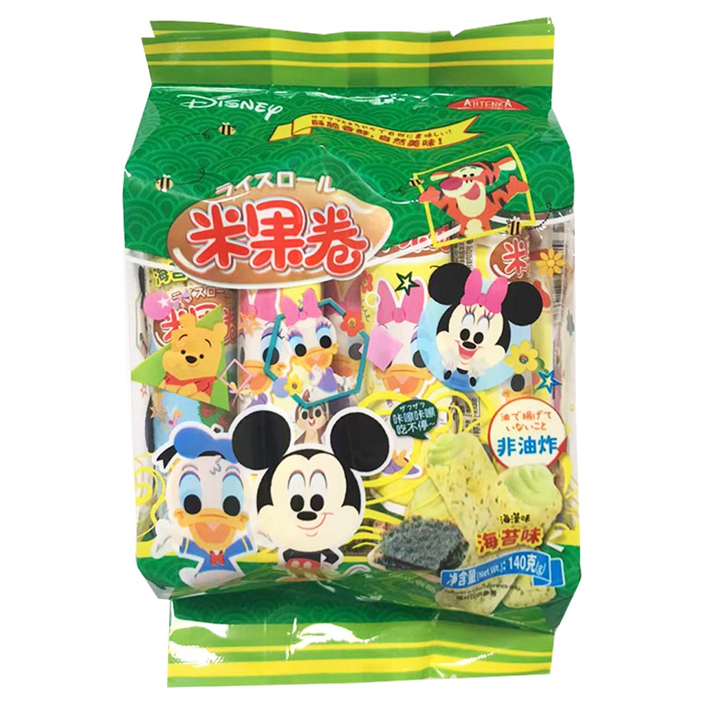 Ajitenka Disney Seaweed Rice Roll 140g ~ 亚吉藤家米果卷海苔味 140g