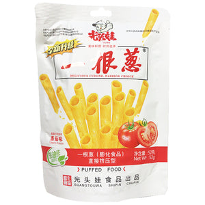 GuangTouWa Puffed Chips Tomato 52g ~ 光頭娃一根蔥蕃茄味 52g