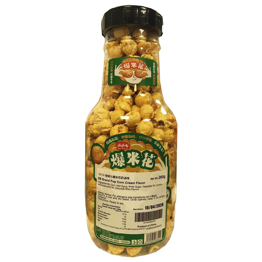 BoBoQi Pop Corn Cream Flavour 260g ~ 波波七爆米花奶油味 260g