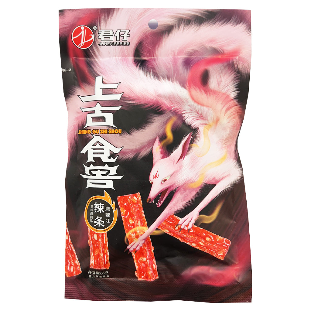 JunZai Spicy Wheat Strips 65g ~ 君仔上古食獸辣條 65g