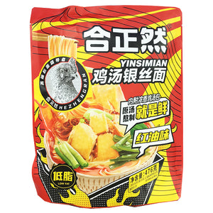 HeZhengRan Chicken Soup Noodle Chili 476g ~ 合正然雞湯銀絲麵紅油味 476g