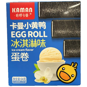Kaman Egg Roll Ice Cream 64g ~ 咔曼卡曼小黃鸭冰淇淋蛋卷 64g