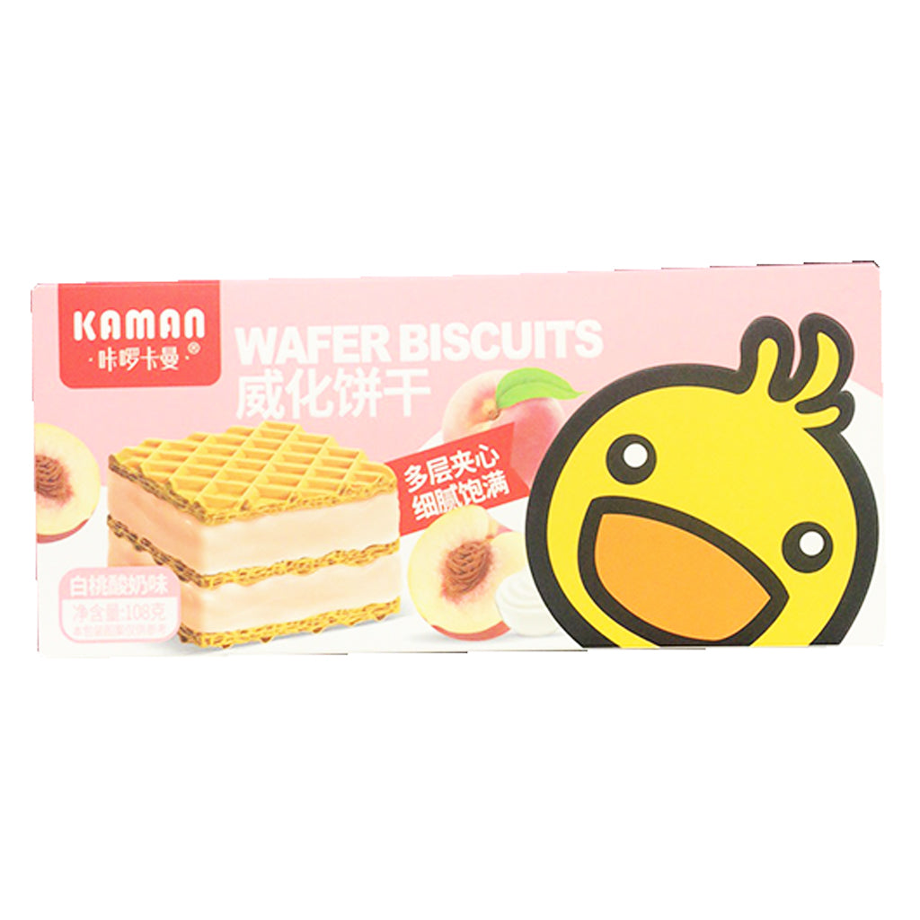 Kaman Thick Cut Wafer Biscuit Peach 108g ~ 咔曼卡曼厚切威化饼乾白桃酸奶味 108g