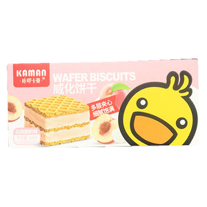 Kaman Thick Cut Wafer Biscuit Peach 108g ~ 咔曼卡曼厚切威化饼乾白桃酸奶味 108g