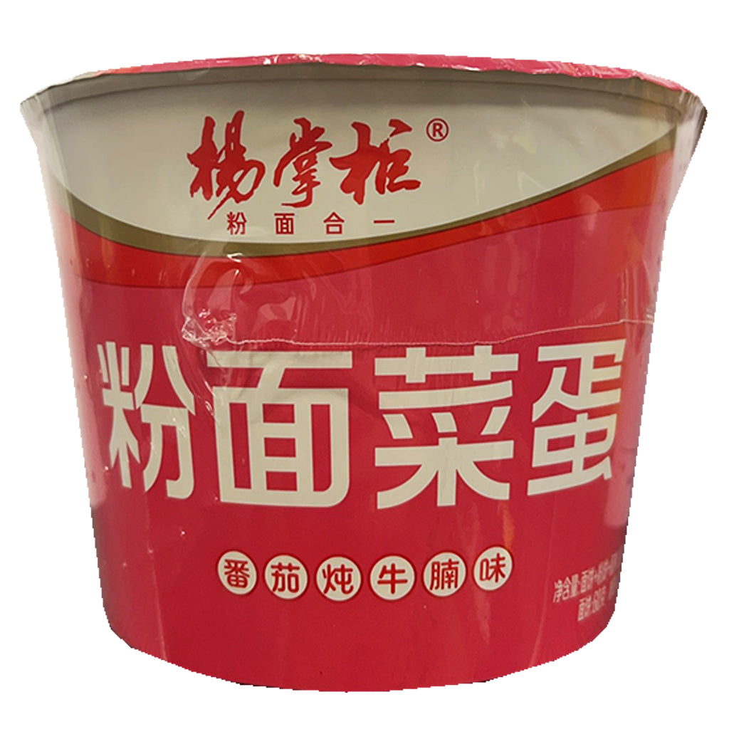 YangZhangGui Bowl Noodle Tomato Beef 199g ~ 楊掌柜粉麵菜蛋碗麵蕃茄牛腩味 199g