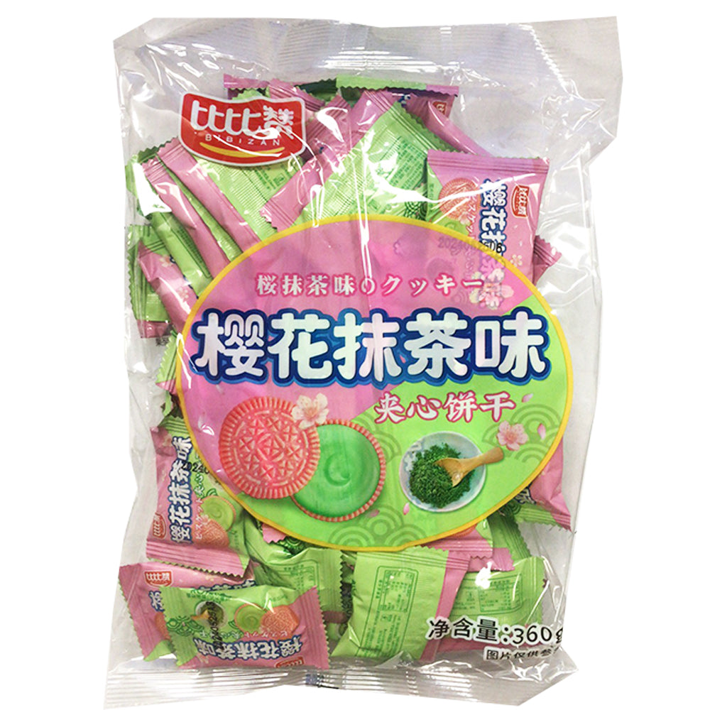 Bi Bi Zan Matcha Biscuit with Filling 400g ~ 比比赞樱花抹茶夹心饼干 400g