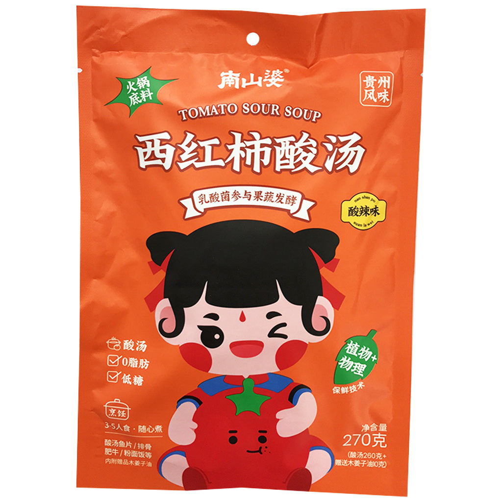 Nan Shan Po Tomato Sauce Sour Spicy 270g ~ 南山婆西红柿酸汤酸辣味 270g