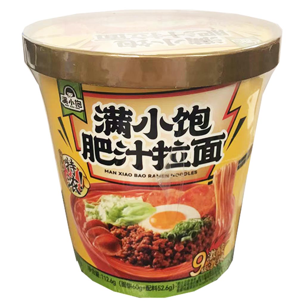 Man Xiao Bao Fatty Sauce Ramen Cup 112.6g ~ 满小饱肥汁拉面桶装 112.6g