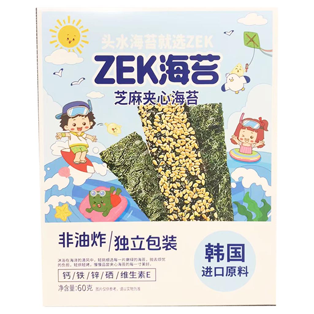 Zek Sandwiched Seaweed Sesame 60g ~ ZEK每日夹心海苔芝麻味 60g