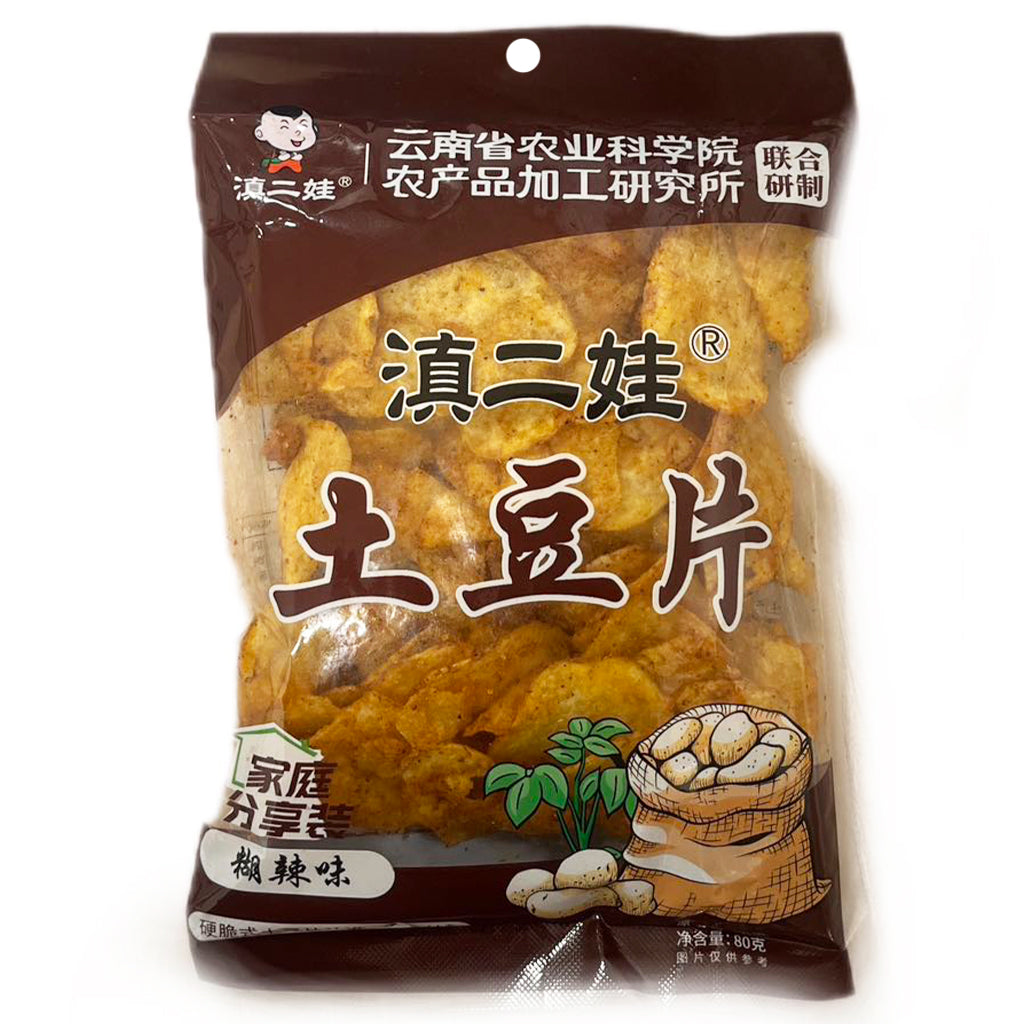 DianErWa Hot and Spicy Potato Chips 80g ~ 滇二娃土豆片糊辣味 80g