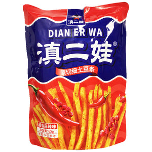 Dian Er Wa Potato Strips Spicy Flavour 65g ~ 滇二娃 土豆条 椒香麻辣味 65g