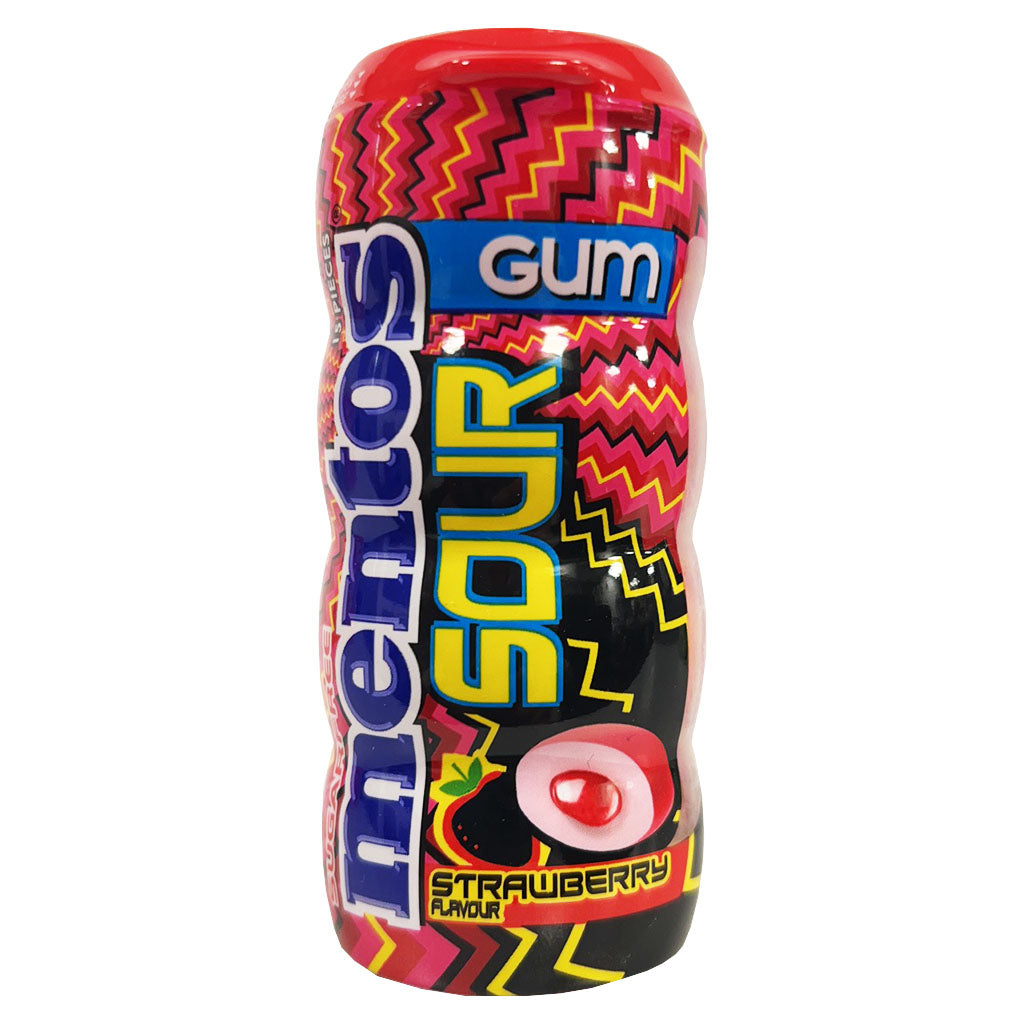 Mentos Gum Sour Strawberry Bottle 30g