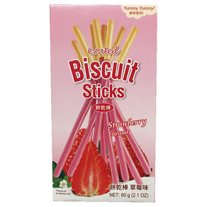 Coated Biscuit Stick Strawberry 60g ~ 饼乾棒草莓味 60g