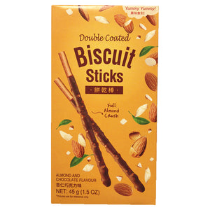 Double Coated Biscuit Stick Almond Choco 45g ~ 饼乾棒杏仁巧克力味 45g
