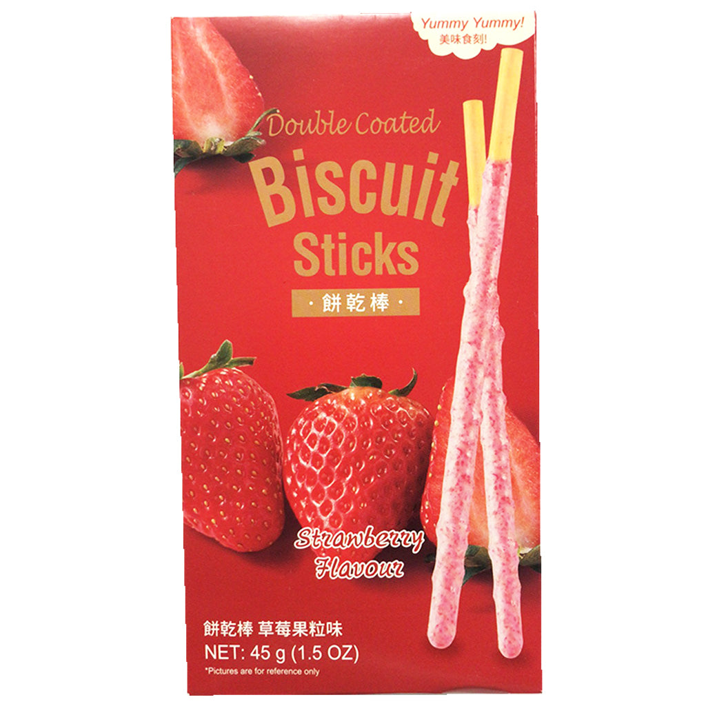 Double Coated Biscuit Stick Strawberry 45g ~ 饼乾棒草莓味 45g