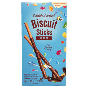 Double Coated Biscuit Stick Candy Choco 45g ~ 饼乾棒跳跳糖巧克力味 45g