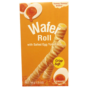 Yummy Yummy Wafer Roll Salted Yolk 54g ~ 美味食刻鹹蛋黃味蛋卷 54g