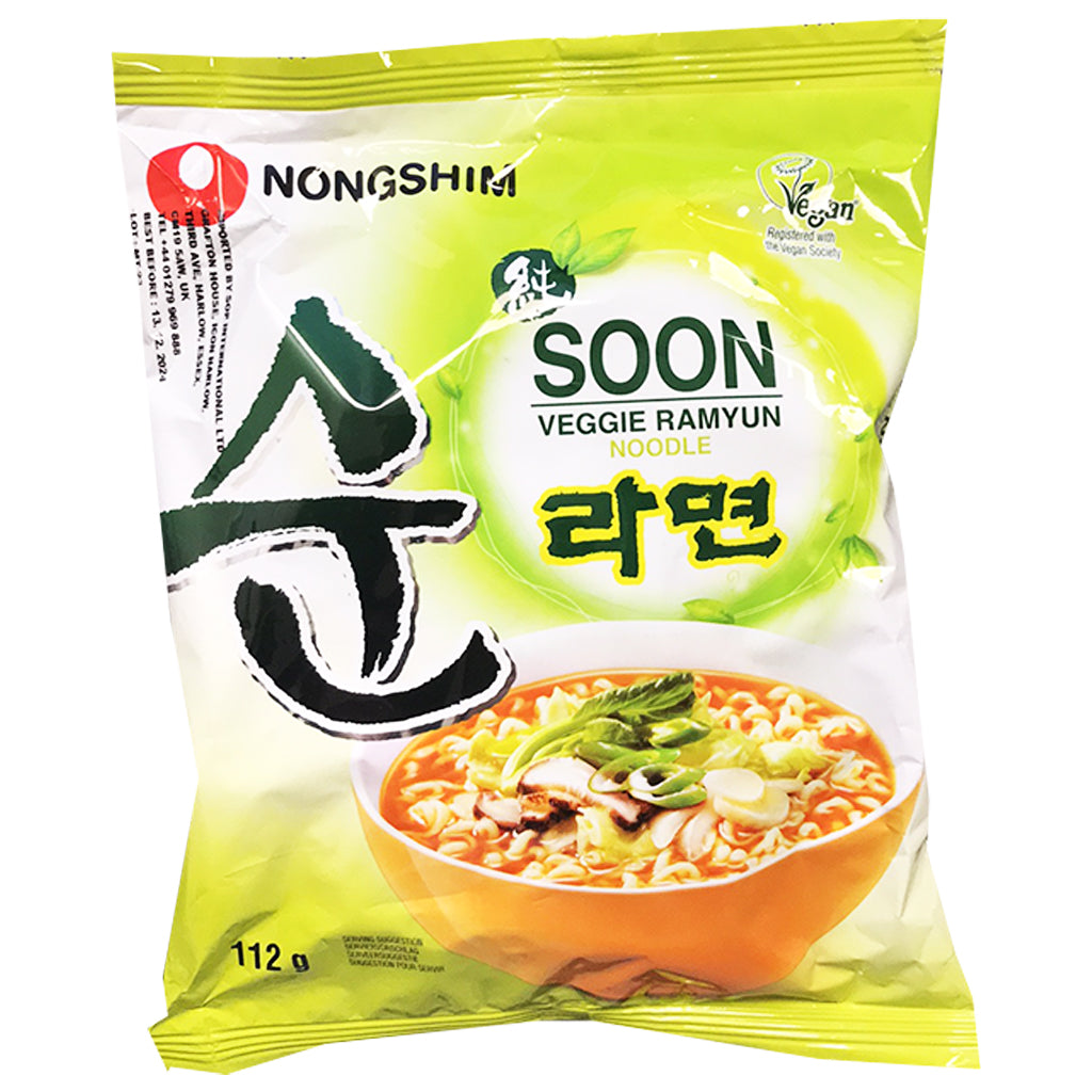 Nongshim Soon Veggie Ramyun Noodle Soup 112g ~ Nongshim 纯素食汤拉面 112g