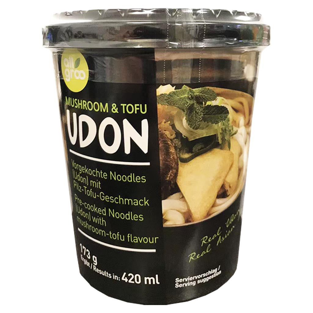 Allgroo Mushroom Tofu Udon 173g ~ Allgroo杯裝蘑菇豆腐烏冬 173g