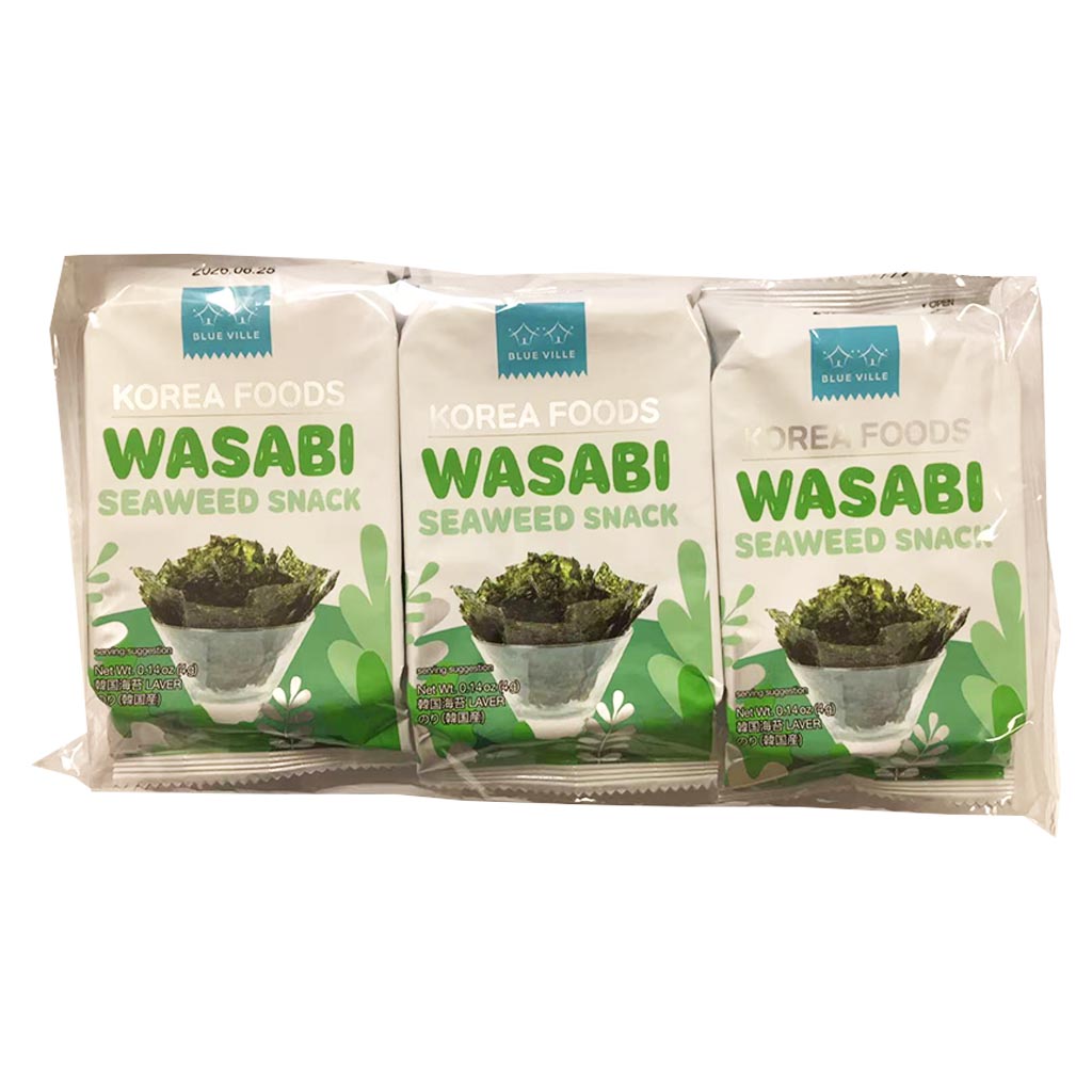 Blue Ville Wasabi Seaweed Snack 12g ~ 韓竹紫菜零食芥末 12g