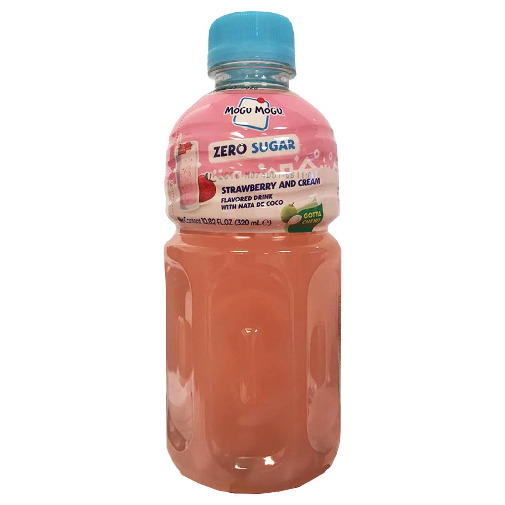 Mogu Mogu Strawberry Cream Zero Sugar 320ml ~ 椰果草莓奶油味饮品零糖 320ml