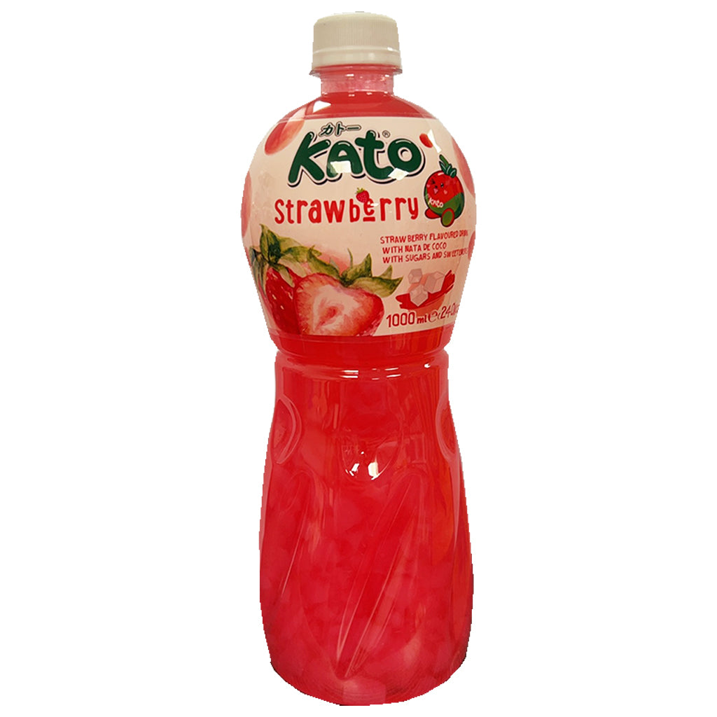 Kato Nata De Coco Strawberry Juice 1L ~ Kato椰果草莓味饮品 1L