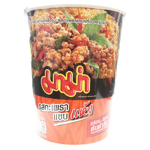 Mama Cup Noodle Stir Fry Spicy Basil 60g ~ MAMA杯装面炒泰国罗勒辣椒 60g