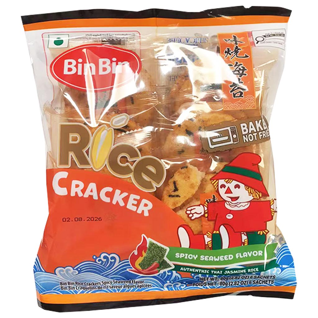 Bin Bin Rice Cracker Spicy Seaweed S 80g ~ 宾宾味烧海苔米果小 80g