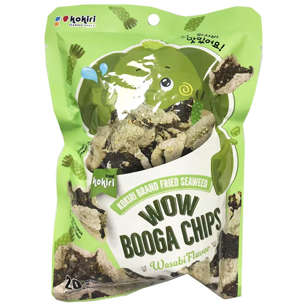 Kokiri Wow Booga Chips Wasabi 20g ~ 哇象海苔脆片芥末味 20g