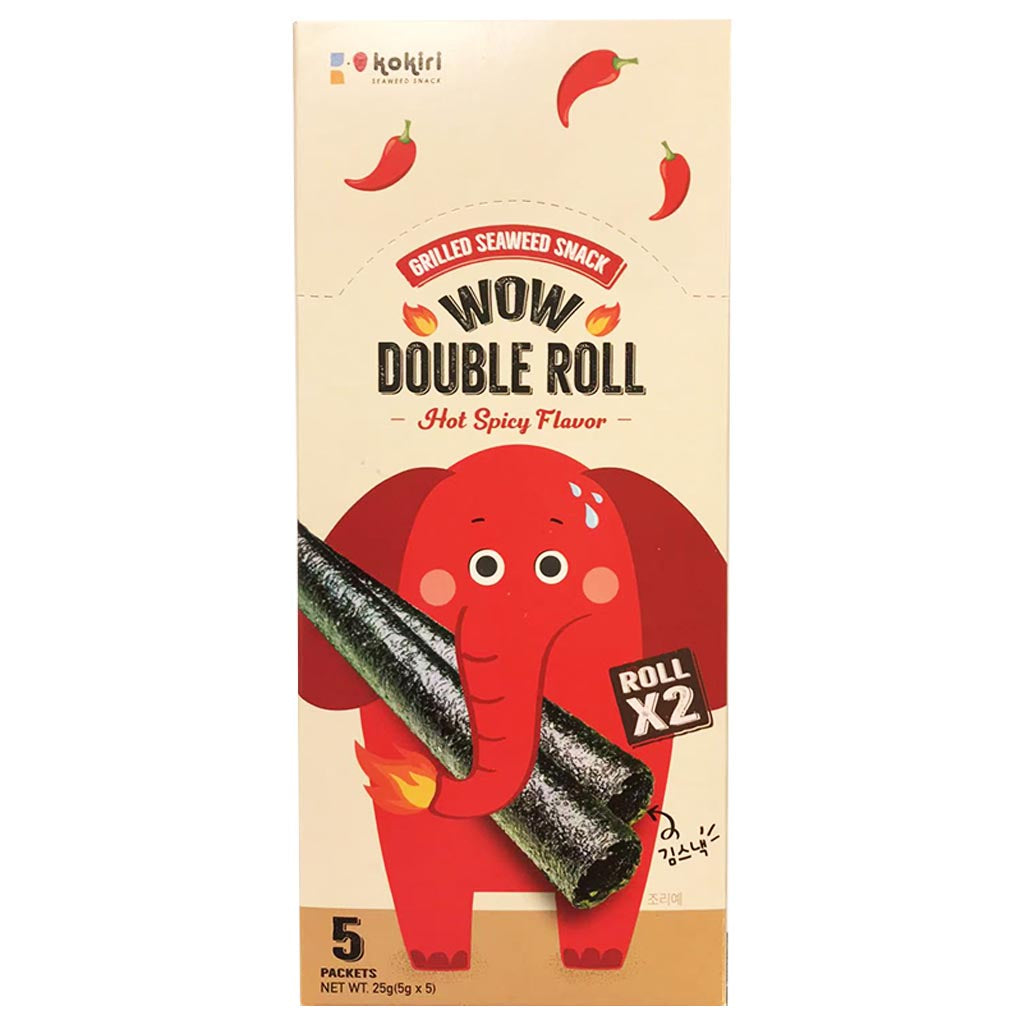 Kokiri Wow Double Roll Spicy 25g ~ 哇象海苔卷香辣味 25g