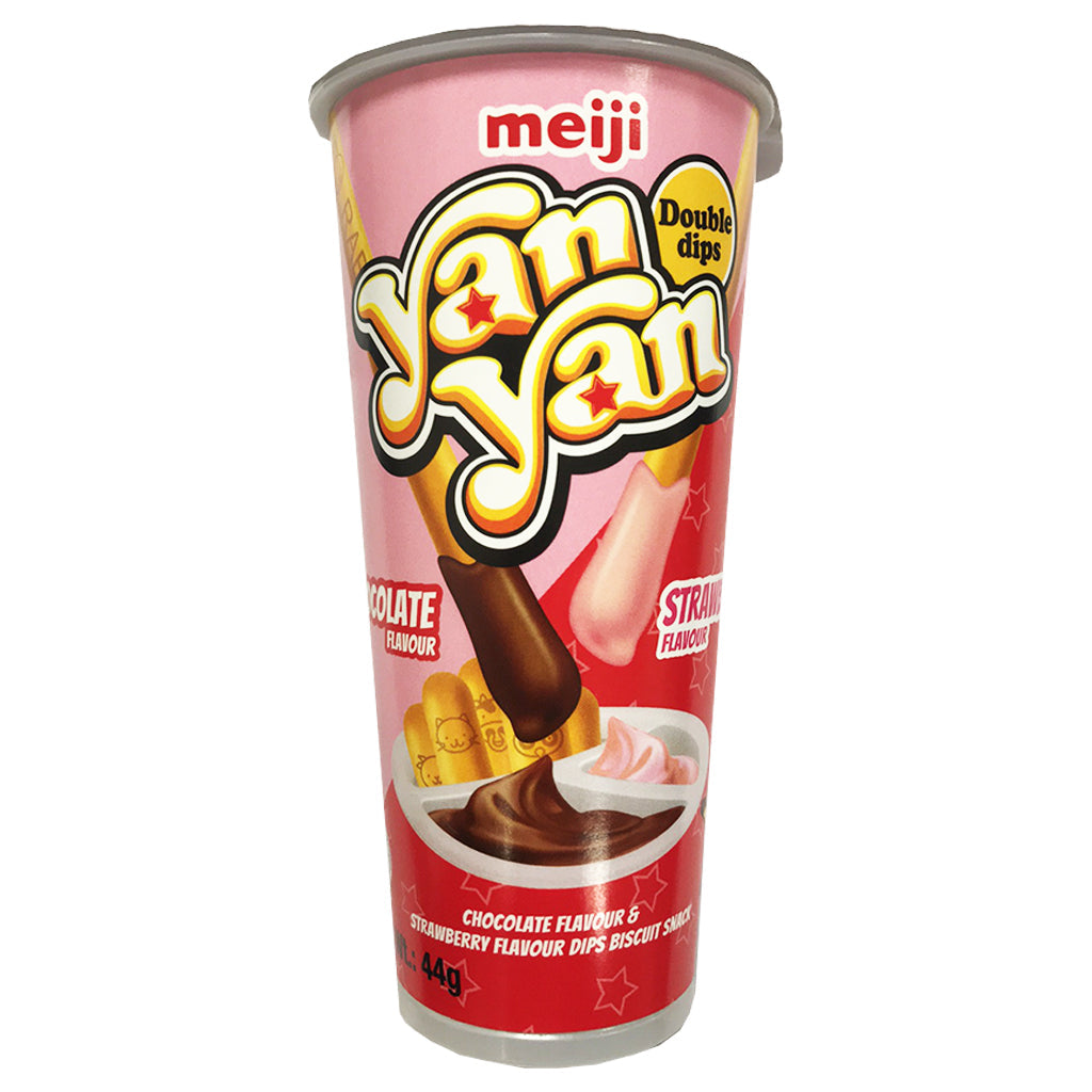Meiji Yanyan Double Cream Dip Biscuit 44g ~ Meiji双重口味饼干巧克力草莓 44g