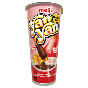 Meiji Yanyan Double Cream Dip Biscuit 44g ~ Meiji双重口味饼干巧克力草莓 44g
