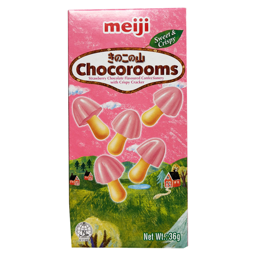 Meiji Chocoroom Strawberry and Cracker 36g ~ 明治巧克力草莓味 蘑菇造型 36g