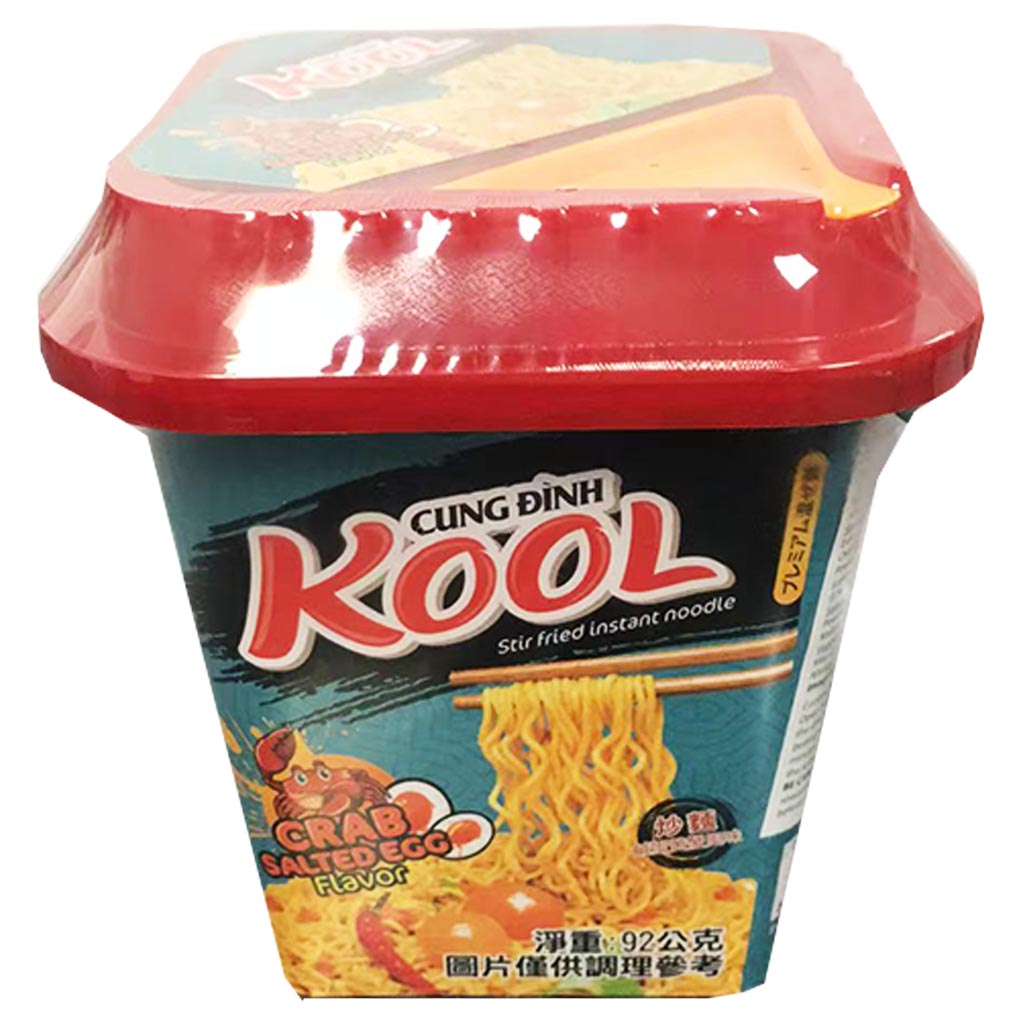 CungDinhKool Crab Salted Egg Noodle Bowl 92g ~ Kool螃蟹味咸蛋黄拌面碗装 92g