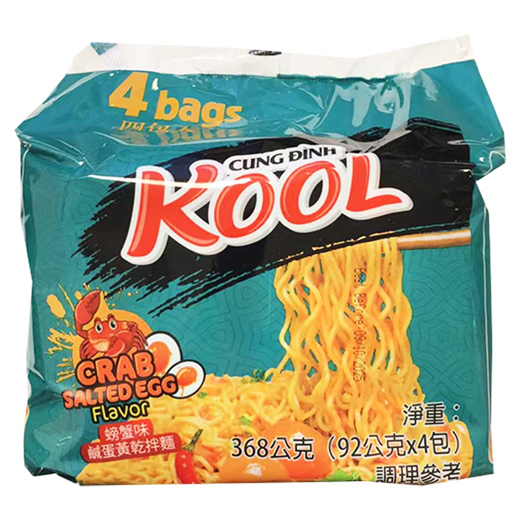 CungDinhKool Crab Salt Egg Noodle Multi 368g ~ Kool螃蟹味咸蛋黄干拌面袋装 368g