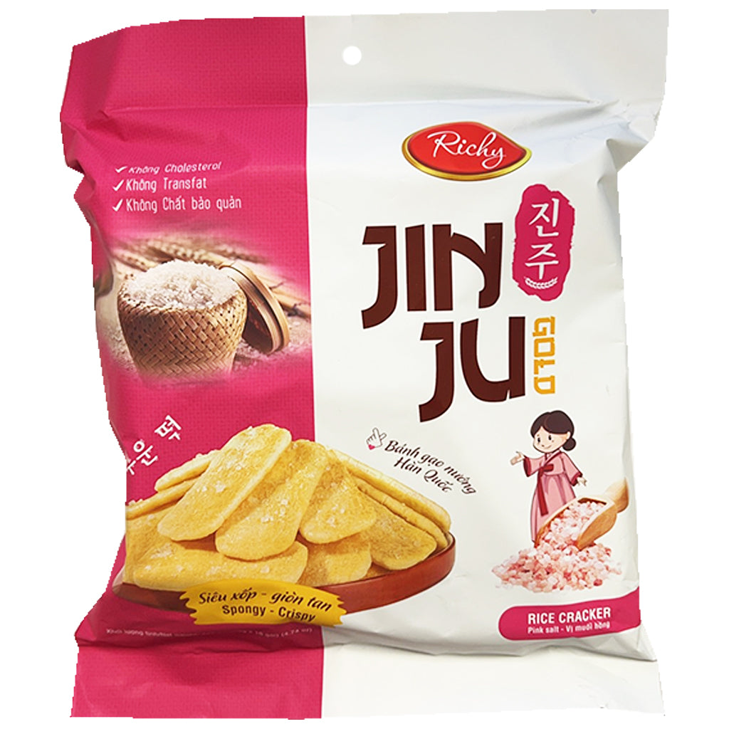 Richy Jinju Gold Pink Salt Rice Cracker 134g ~ Richy粉紅鹽口米饼 134g