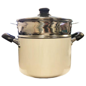 Soup Pot with Steamer 22cm ~ 双耳小汤锅带蒸笼 22cm
