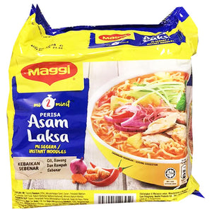 Maggi 2 Min Asam Laksa Multi 390g ~ 美極5包裝麵啦沙 390g