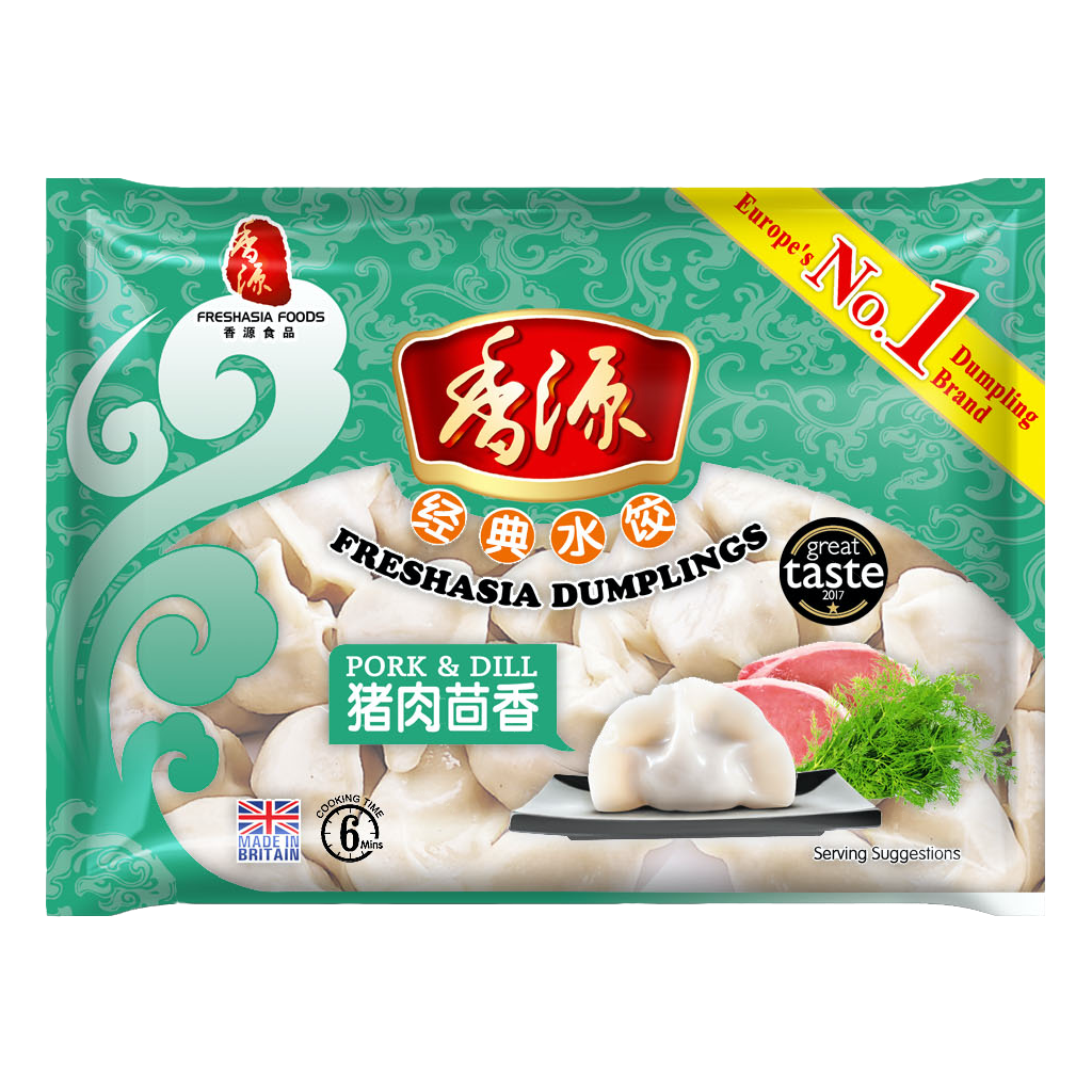 Freshasia Pork & Dill Dumplings 410g ~ 香源猪肉茴香水饺 410g
