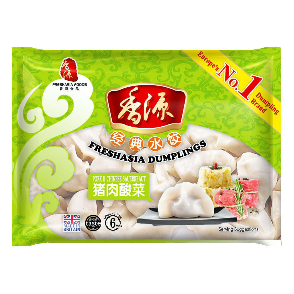 Freshasia Pork With Chinese Sauerkraut Dumpling 410g ~ 香源猪肉酸菜饺子 410g