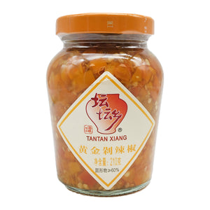 Tan Tan Xiang Chopped Hot Pickled Yellow Chilli 210g ~ 坛坛乡黄金剁辣椒 210g