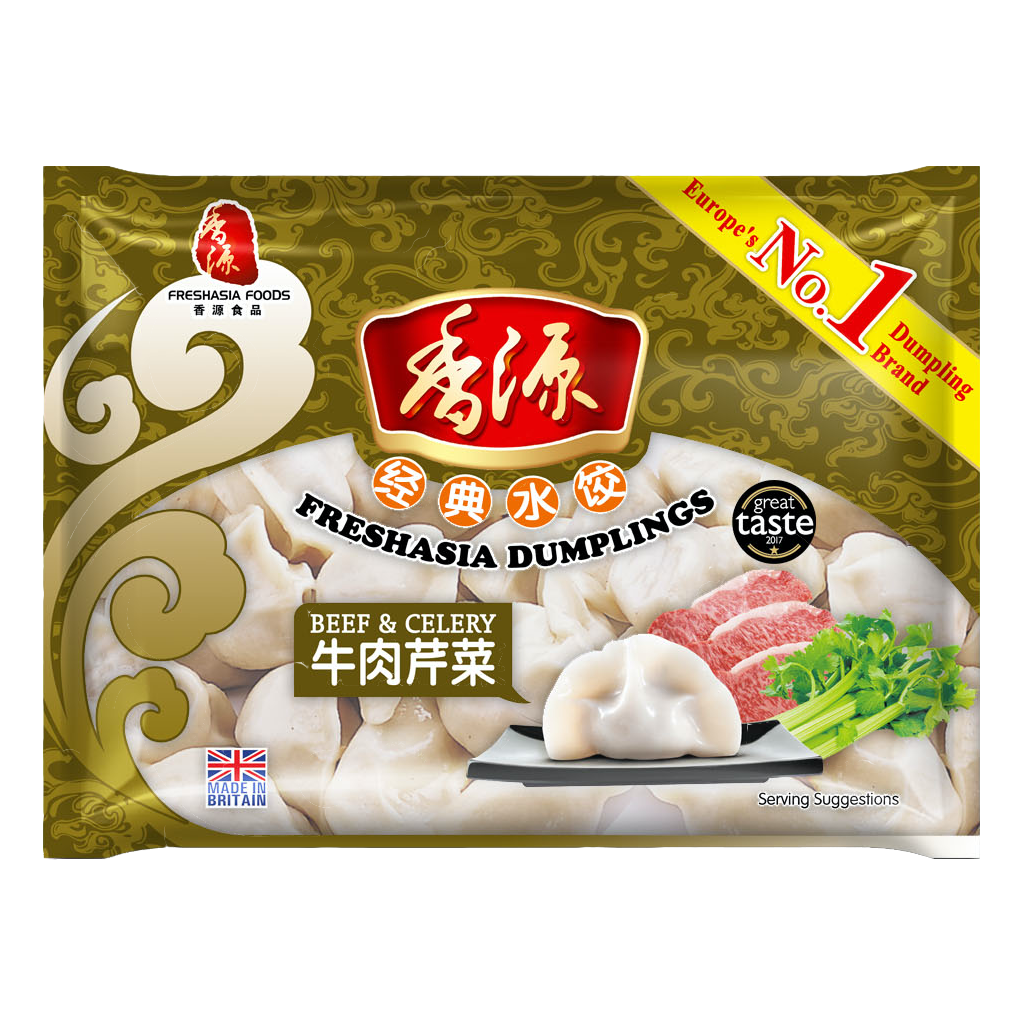 Freshasia Beef and Celery Dumpling 410g ~ 香源牛肉芹菜水饺 410g