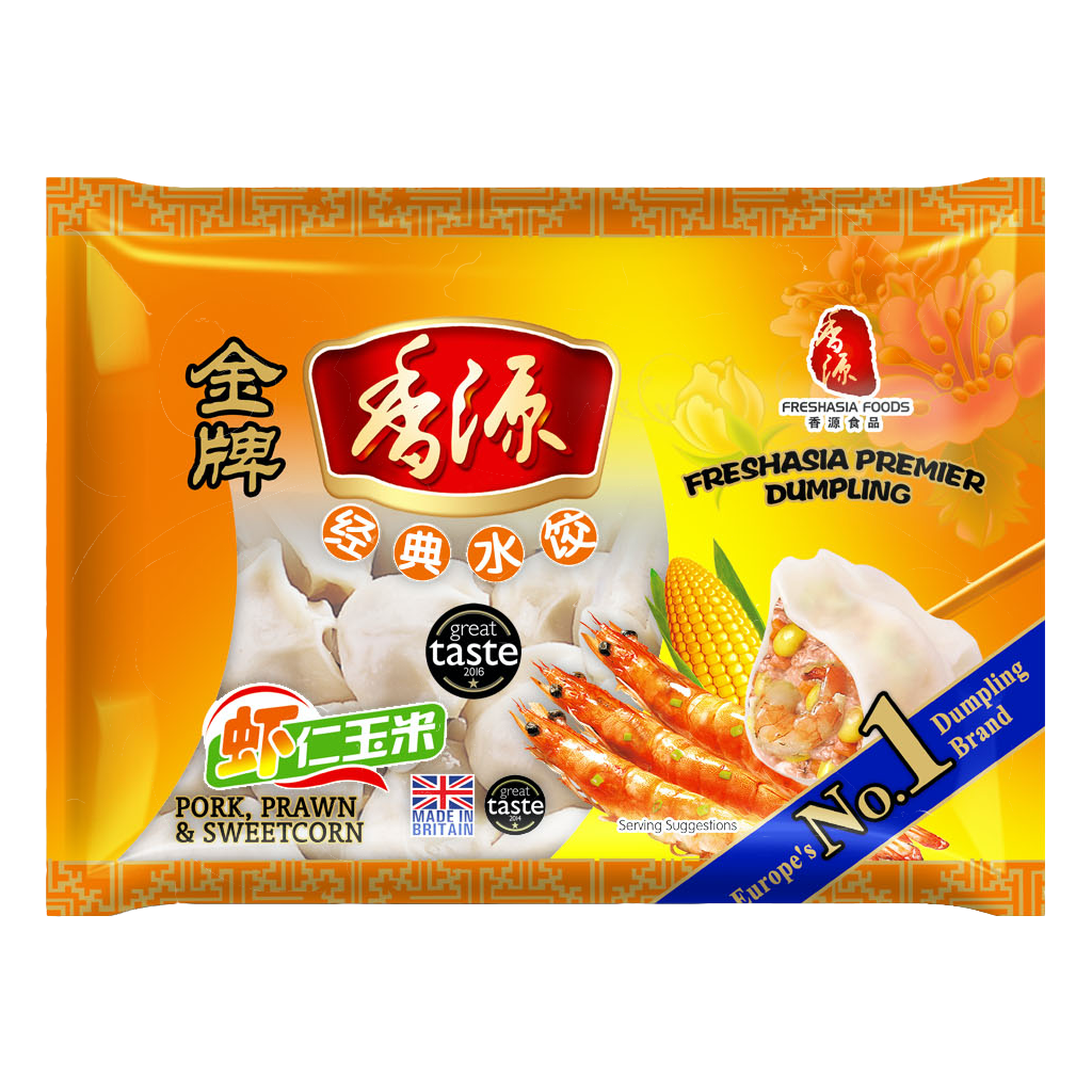 Freshasia Premier Pork & Prawn Sweetcorn Dumpling 400g ~ 香源金牌虾仁玉米水饺 400g