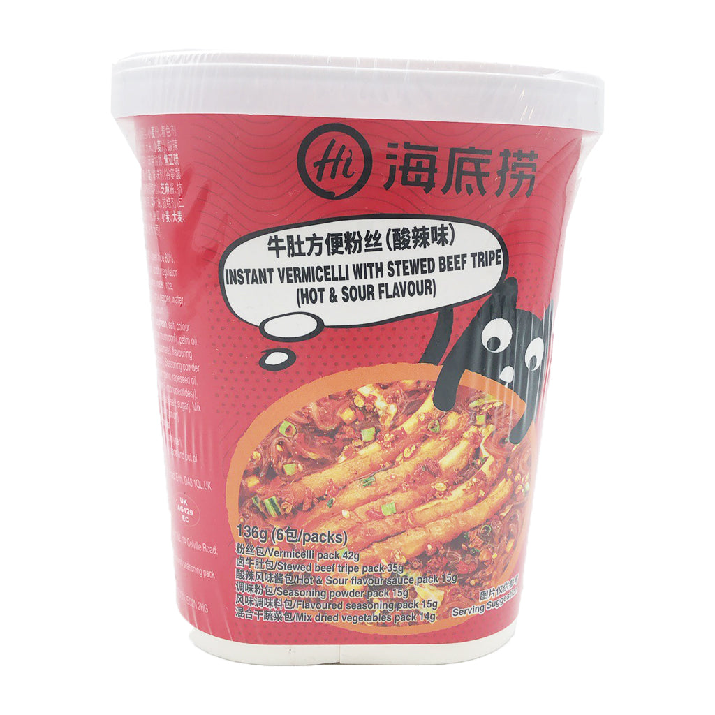Haidilao Instant Vermicelli Hot and Sour Beef 136g ~ 海底捞方便粉丝 酸辣牛肚 136g